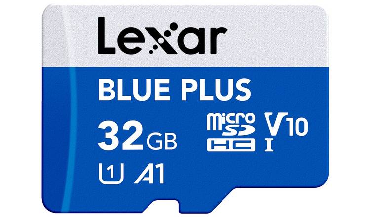Lexar BLUE PLUS 100MBs microSDHC Memory Card with SD Adaptor - 32GB