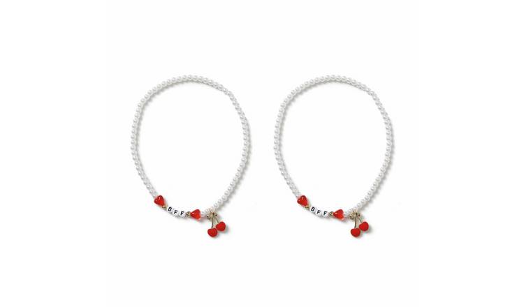 Flitzy Kids Cherry Charm BFF Pearl Necklace Set