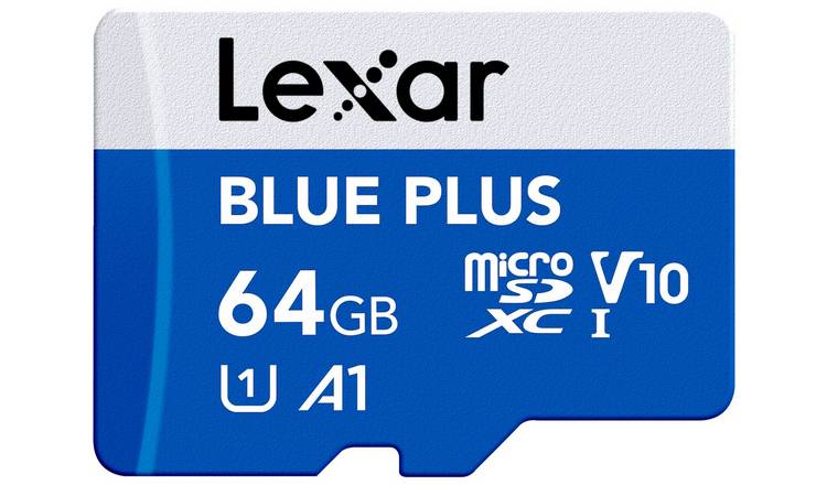 Lexar BLUE PLUS 100MBs microSDXC Memory Card with SD Adaptor - 64GB