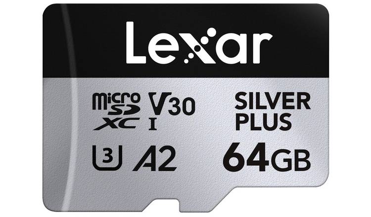Lexar SILVER PLUS 205MBs microSDXC UHS-I Memory Card with SD Adaptor - 64GB