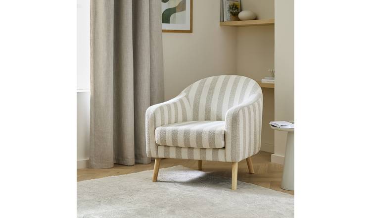 Argos Home Jasper Fabric Armchair - Grey Stripe