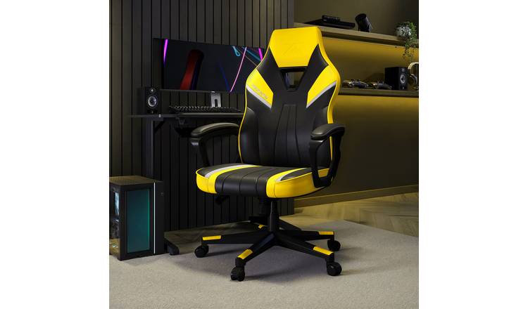X Rocker Tempest Faux Leather Office Gaming Chair - Black And Yellow