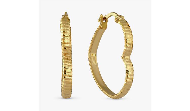 Revere 9ct Gold Plated Sterling Silver Heart Hoop Earrings