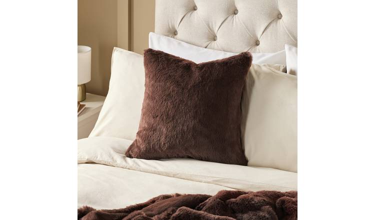 Argos Home Faux Fur Cushion Brown - 43x43cm
