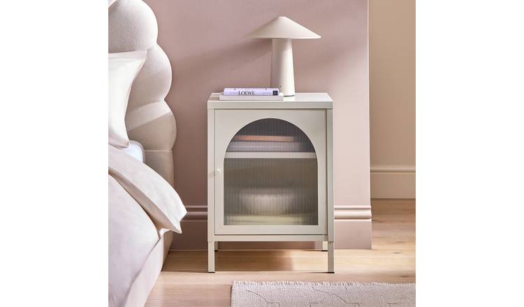 Argos Home Stephanie 1 Door Bedside Table - Light Grey