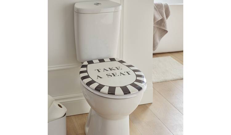 Argos Home Slogan Toilet Seat - Black & White