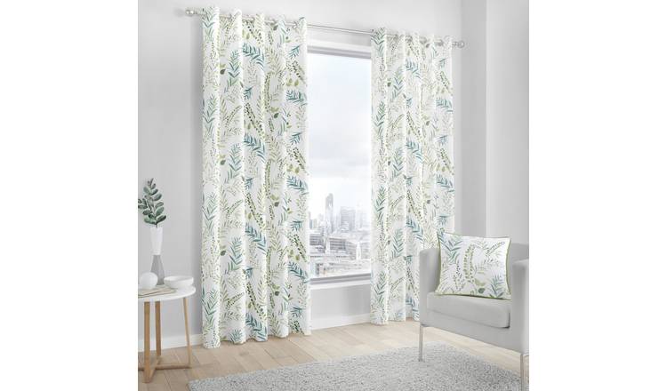 Fusion Fernworthy Fern Eyelet Curtains - Green - 168x183cm