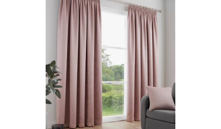 Fusion Galaxy Thermal Pencil Pleat Curtains - Blush Pink - 117x137cm