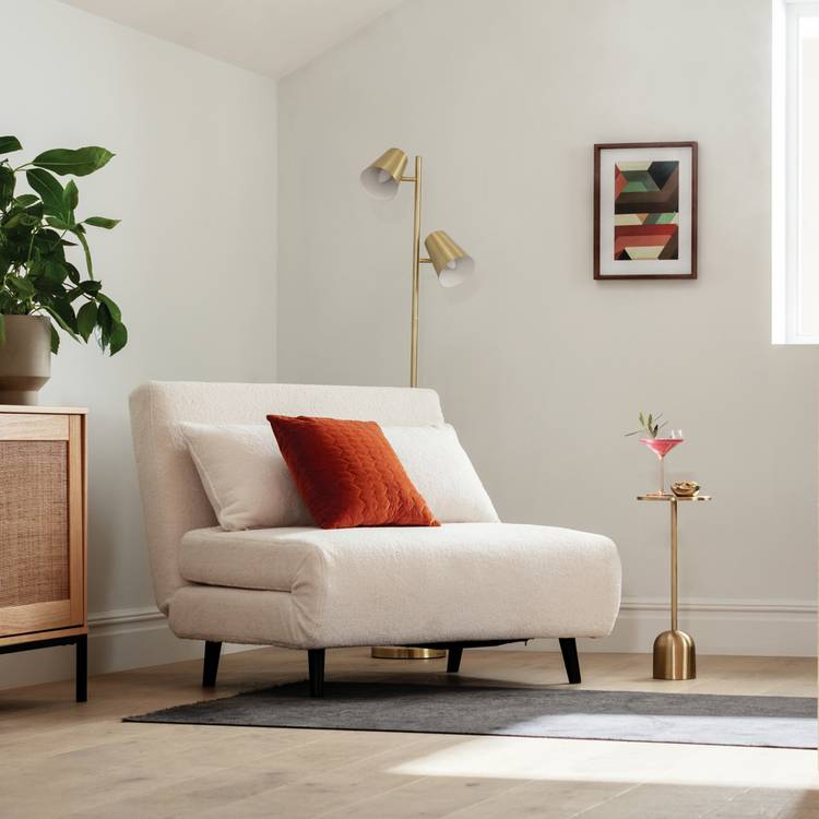 Habitat Roma Small Double Boucle Chairbed - Cream 0