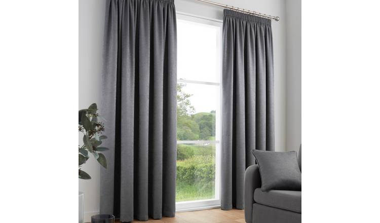 Fusion Galaxy Thermal Pencil Pleat Curtains - Charcoal - 229x229cm