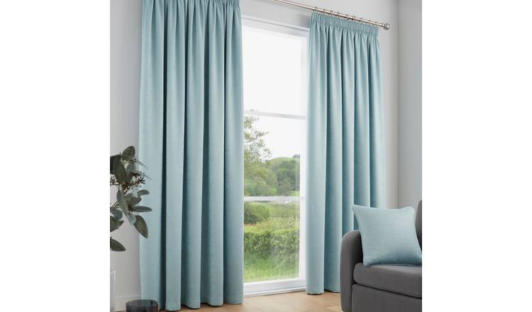 Fusion Galaxy Thermal Pencil Pleat Curtains - Duck Egg - 117x137cm