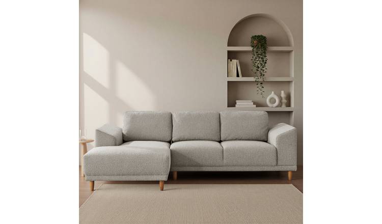 Habitat Draper Boucle Fabric Right Hand Corner Chaise Sofa - Natural