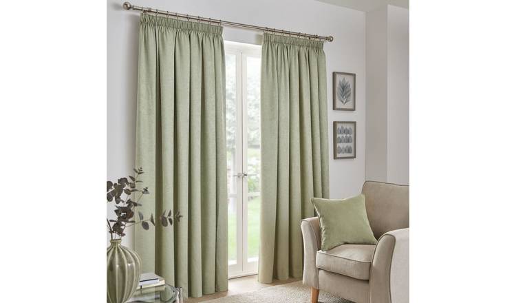 Fusion Galaxy Thermal Pencil Pleat Curtains - Green - 117x137cm
