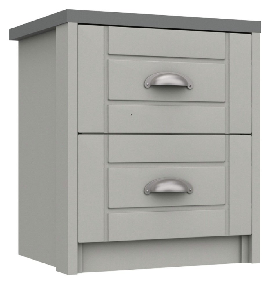 Kielder 2 Drawer Bedside Table - Grey