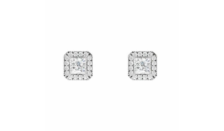 Pure Brilliance 9ct WG 1.15ct Laboratory grown Diamond Halo Stud Earrings