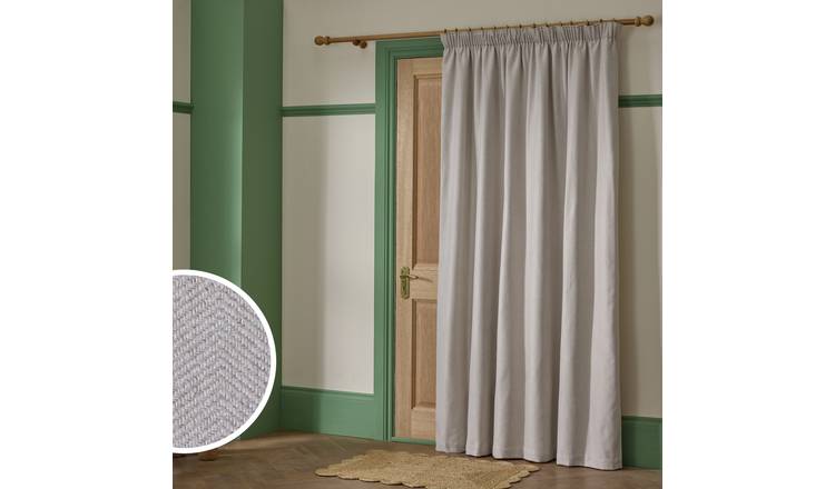 Habitat Thermal Herringbone Pencil Pleat Door Curtain - Cream - 168x213cm