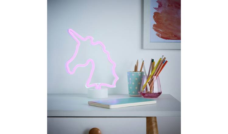 Glow Neon Effect Unicorn LED Kids Table Light - Pink