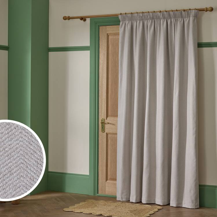 Habitat Thermal Herringbone Pencil Pleat Door Curtain - Cream - 117x213cm 0