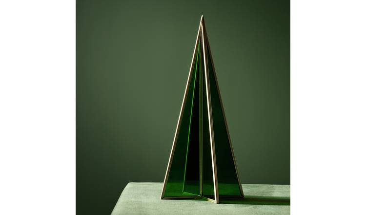 Argos Home Green Glass Triangular Shaped Christmas Ornament