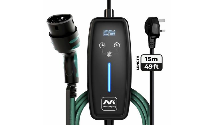Masterplug 10A Mode 2 15m EV Charging Cable - Type 2 to 3 Pin Plug