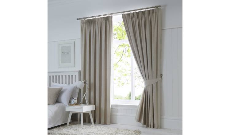 Fusion Dijon Blackout Pencil Pleat Curtains - Natural - 117x183cm
