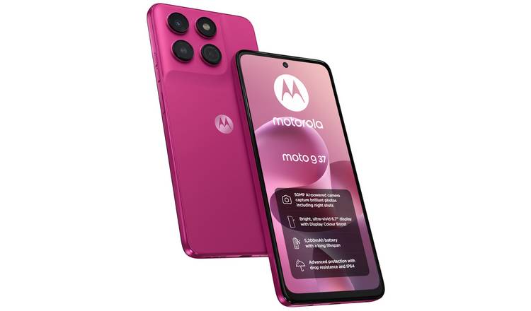 SIM Free Motorola g37 5G 128GB AI Mobile Phone - Pantone Fuchsia Red