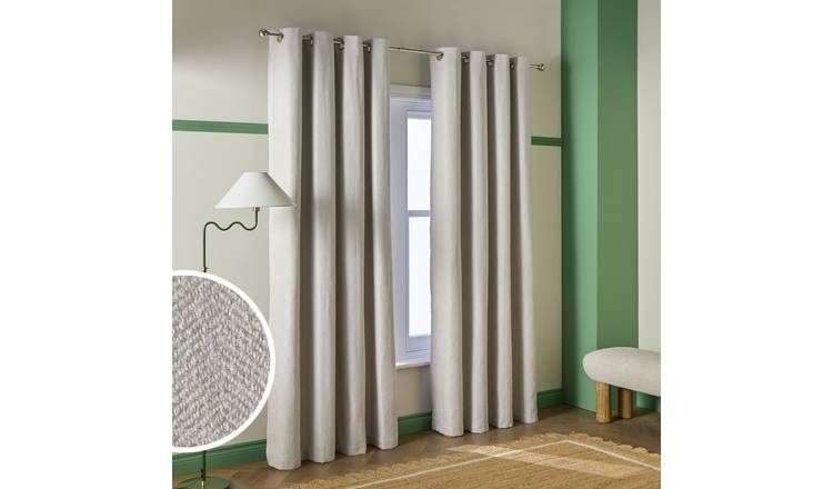 Habitat Textured Blackout Herringbone Eyelet Curtain - Cream - 117x137cm
