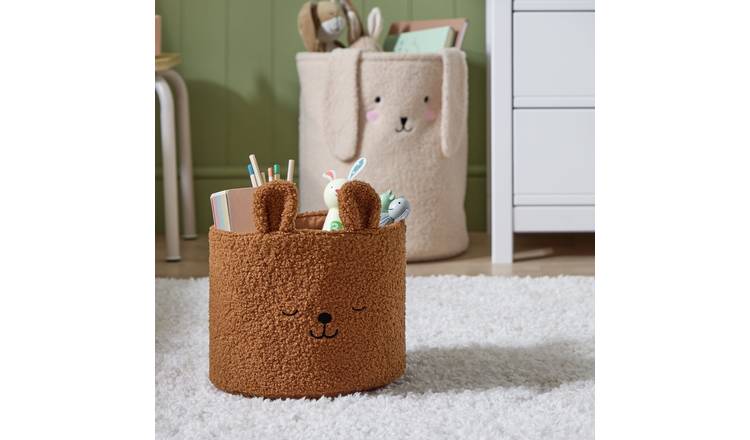 Argos Home Kids Teddy Boucle Storage Basket - Brown