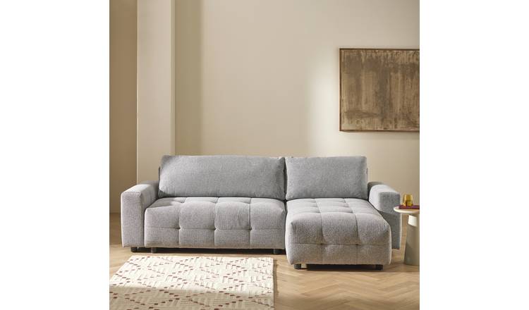 Habitat Mick Fabric Reversible Corner Chaise Sofa Bed - Grey