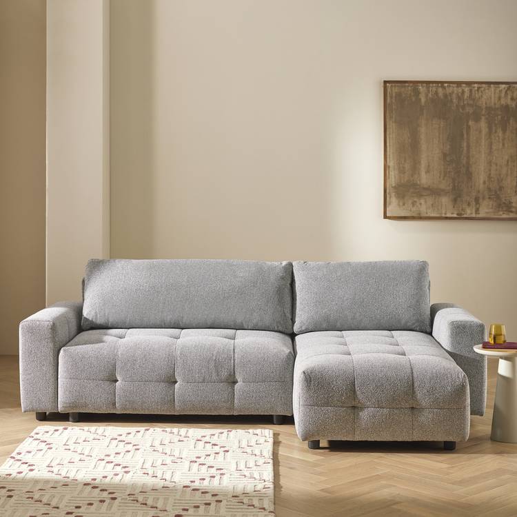 Habitat Mick Fabric Reversible Corner Chaise Sofa Bed - Grey 0