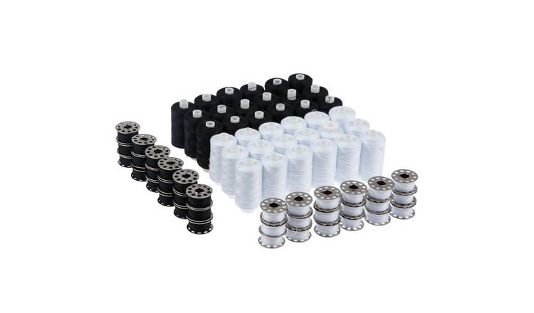 Trimits 36?Spool Polyester Thread and Bobbin Set - Black and White