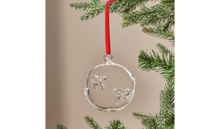 Argos Home Glass Bow Icon Christmas Bauble