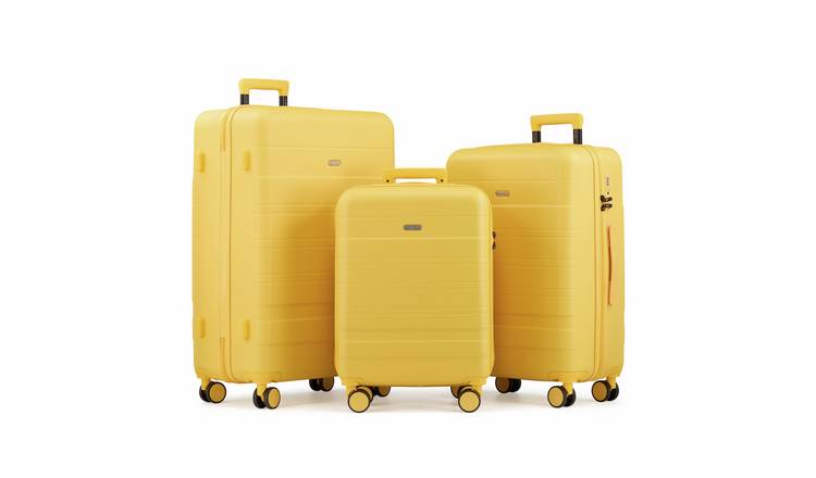 VonHaus 3pc 4 Wheel Hard Suitcase - Yellow