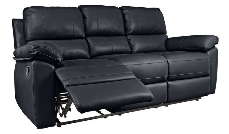 Argos Home Toby 3 Seater Faux Leather Recliner Sofa - Black
