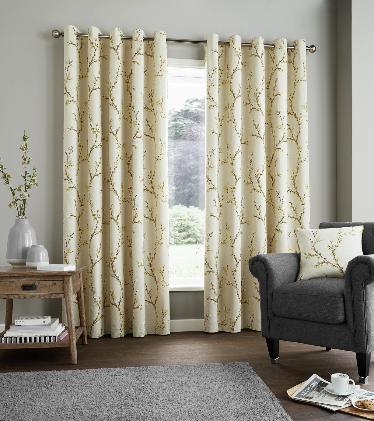 Fusion Hemsworth Lined Curtains - 168x183cm - Ochre.