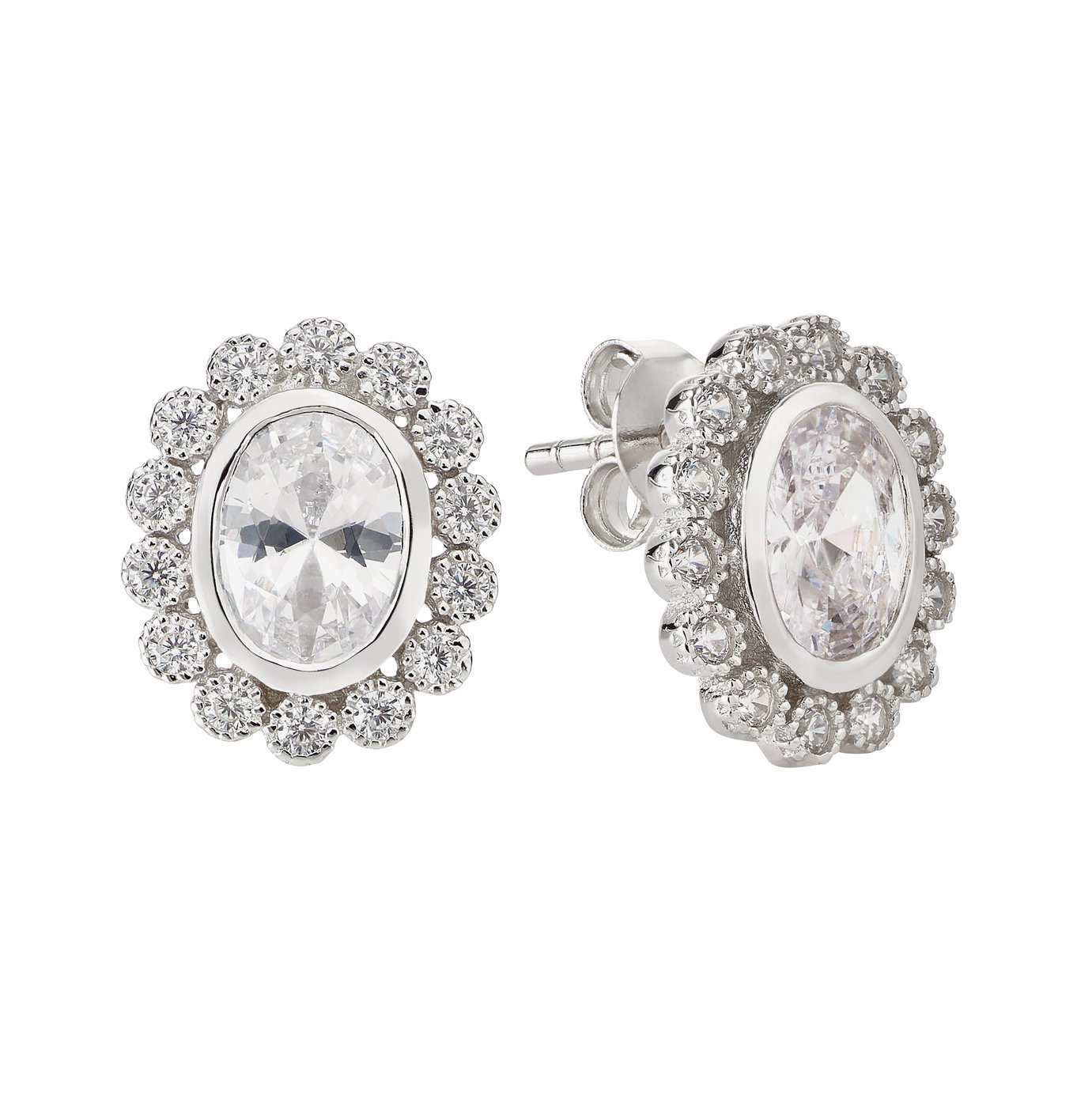 Revere Sterling Silver CZ Oval Stud Earrings Reviews