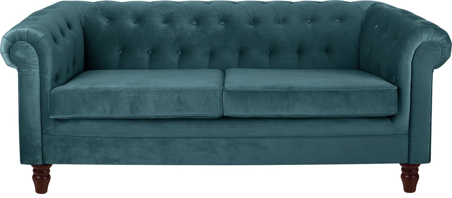 Argos Home Chesterfield 3 Seater Fabric Sofa - Teal