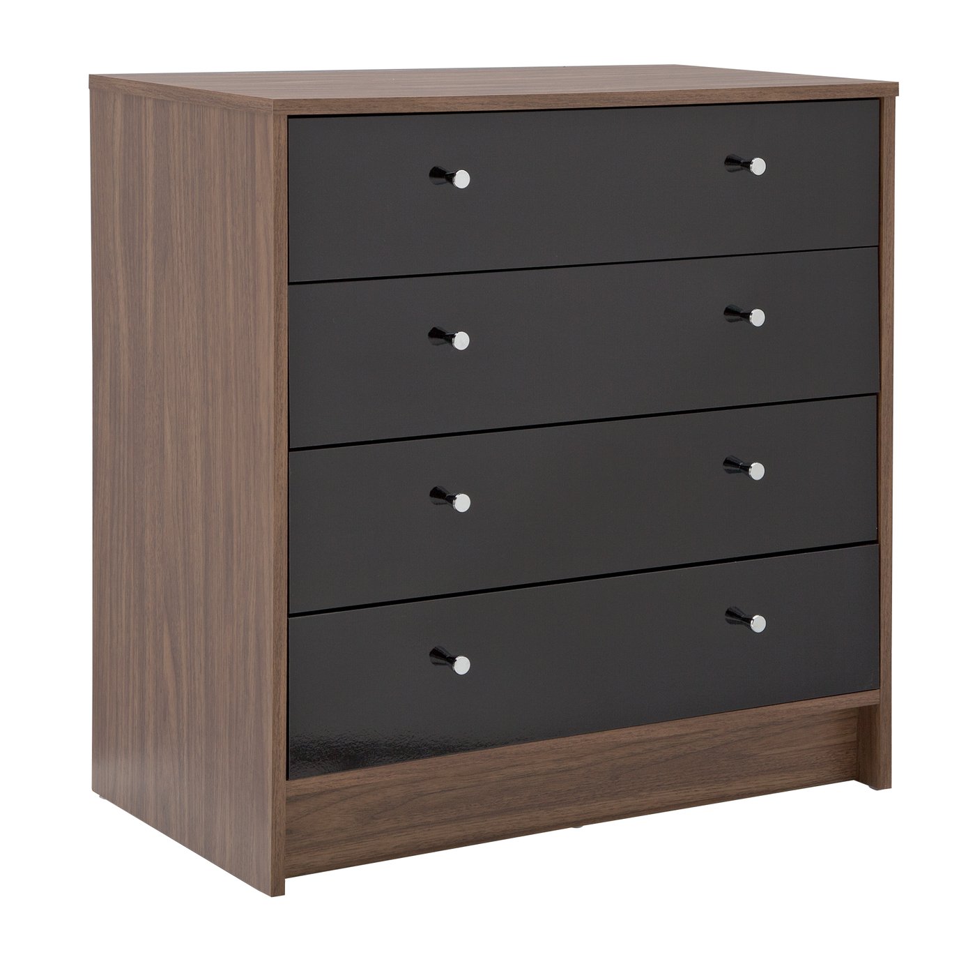 Argos Home Malibu 4 Drawer Wide Chest - Black Gloss & Walnut