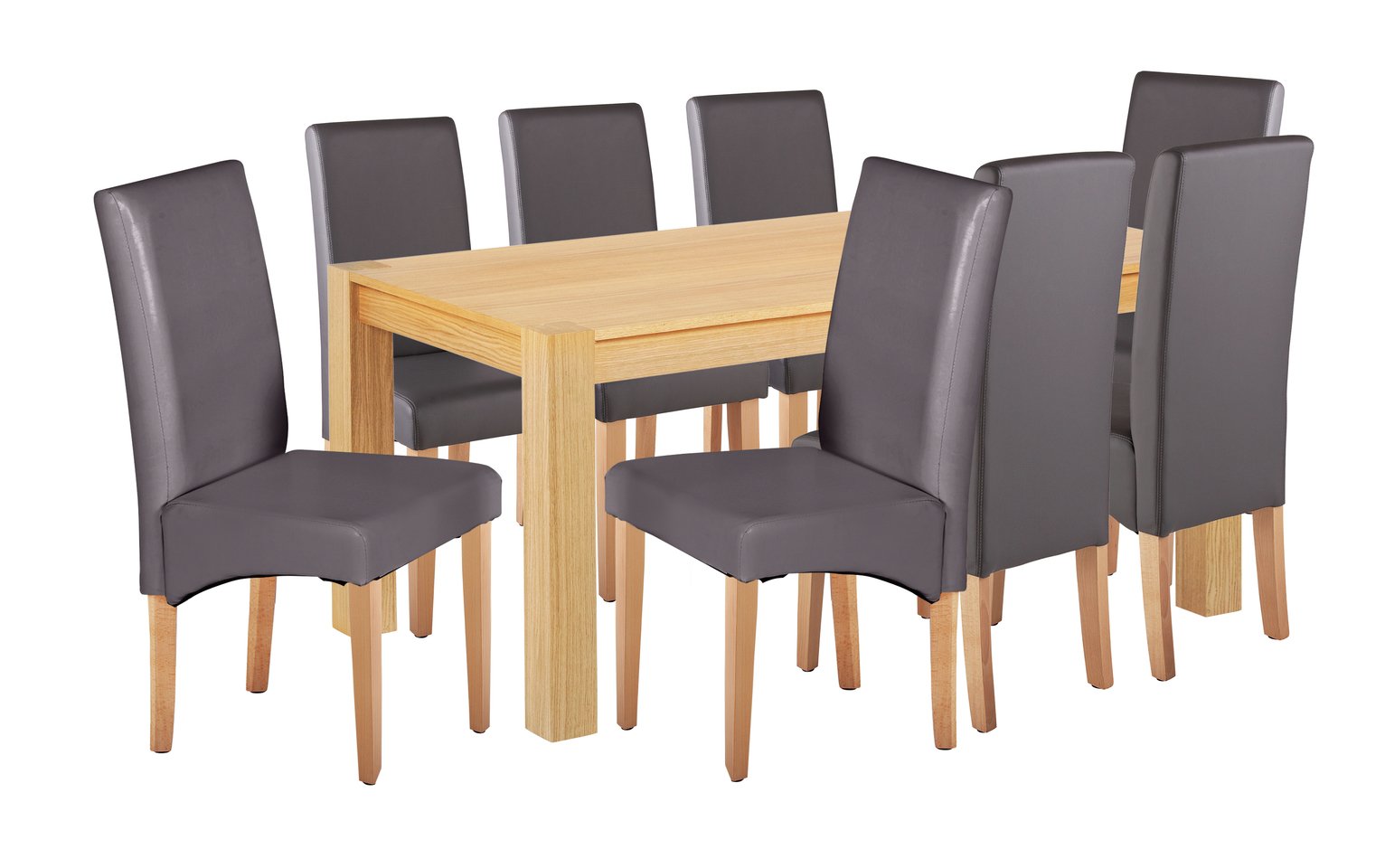 Argos Home Alston Oak Veneer Table and 8 Chairs - Charcoal