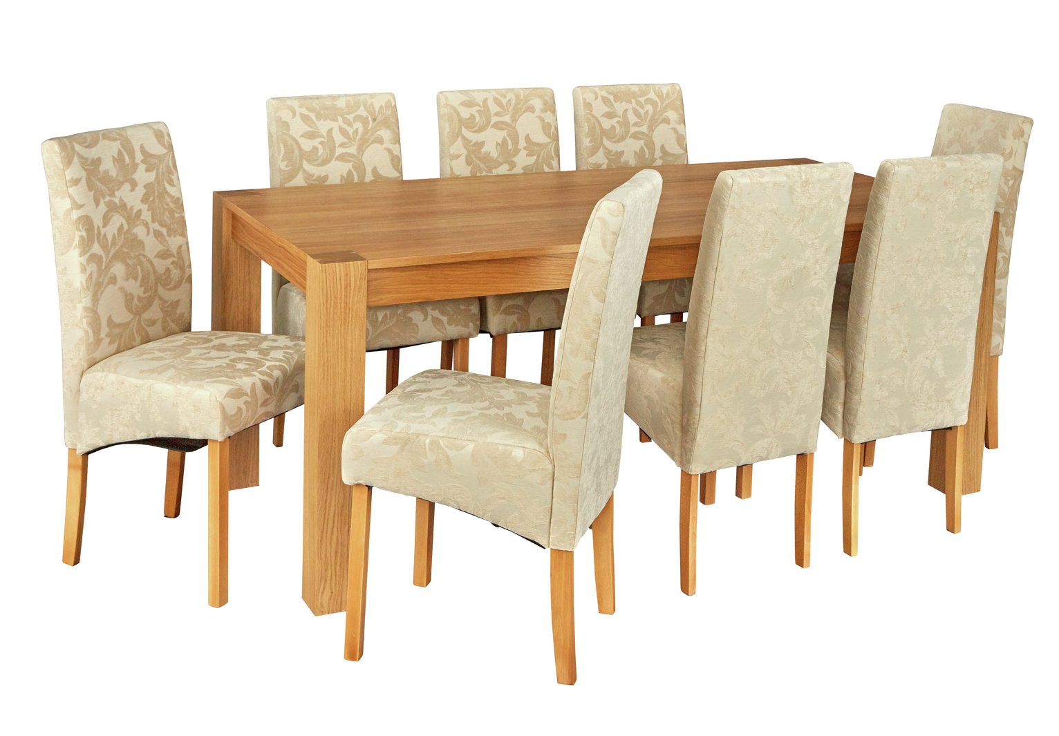 Argos Home Alston Oak Veneer Table and 8 Chairs - Cream