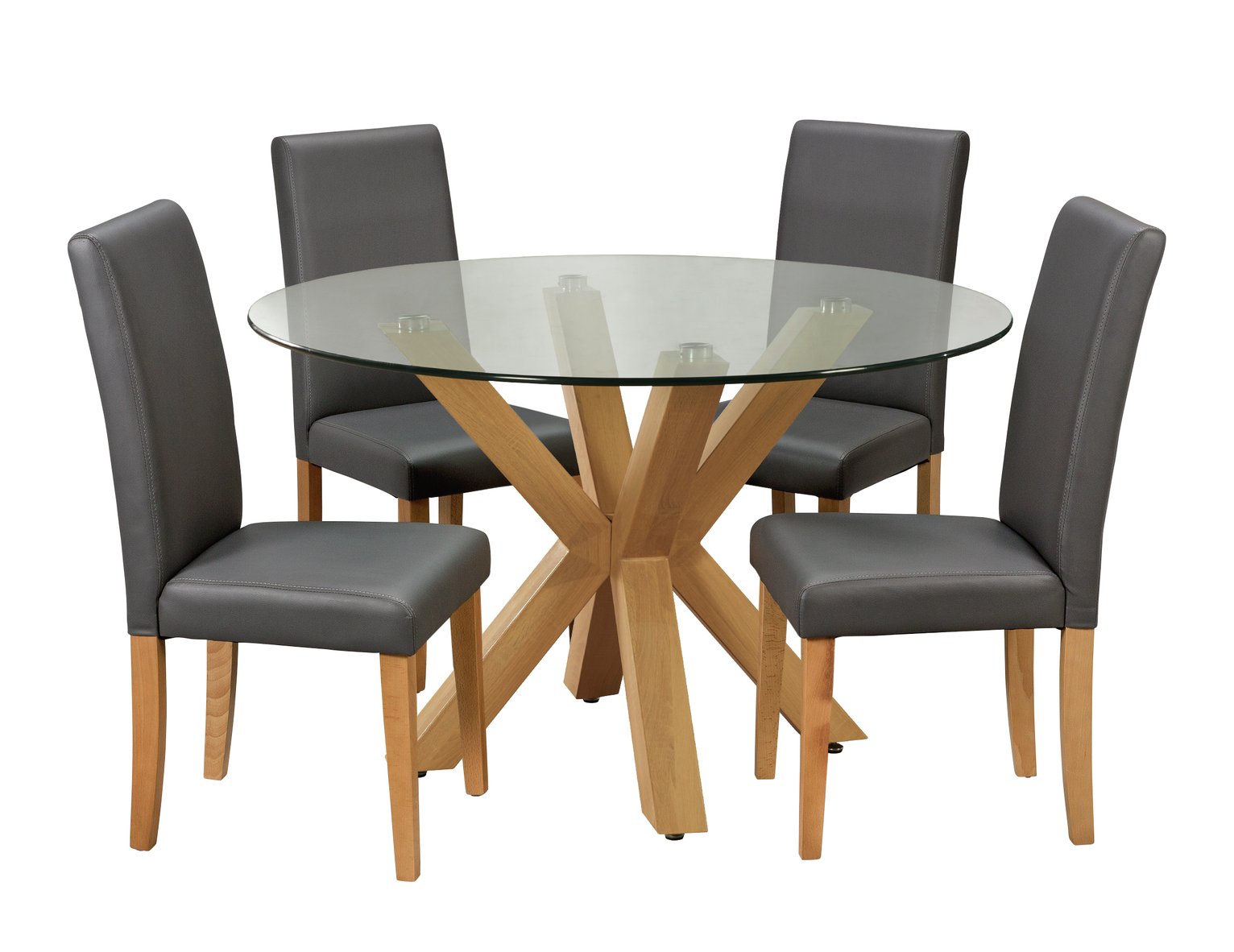 Argos Home Alden Glass Dining Table & 4 Charcoal Chairs