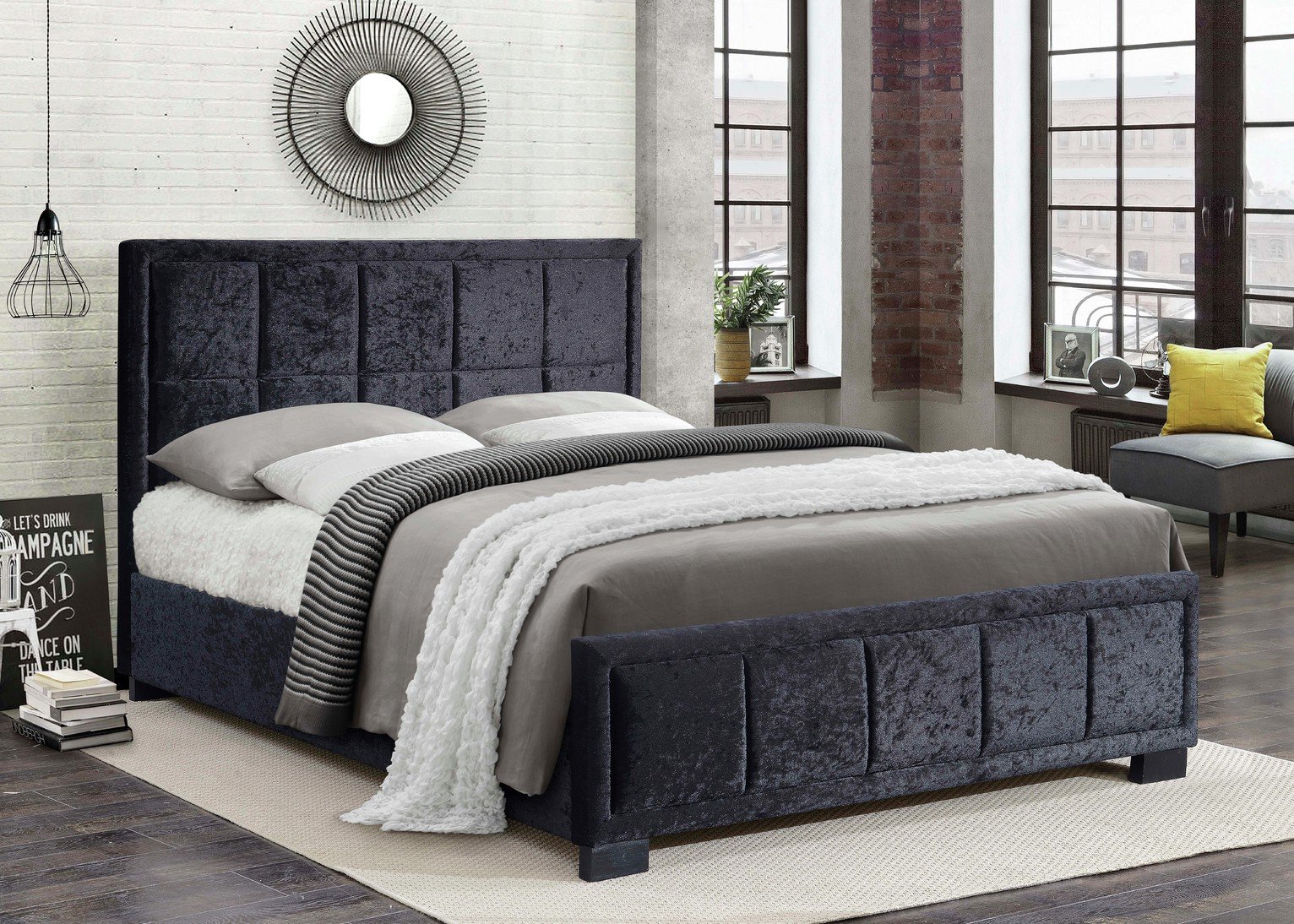 Birlea Hannover Black Velvet Double Bed Frame at Argos Reviews