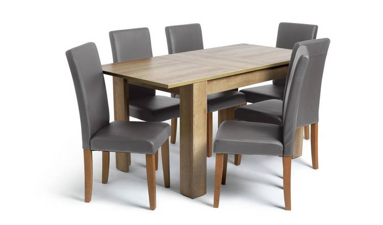 Buy Argos Home Miami Extending Table 6 Charcoal Chairs