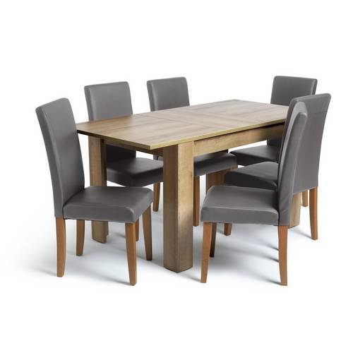 Buy Argos Home Miami Extending Table & 6 Charcoal Chairs Dining table and chair sets Argos