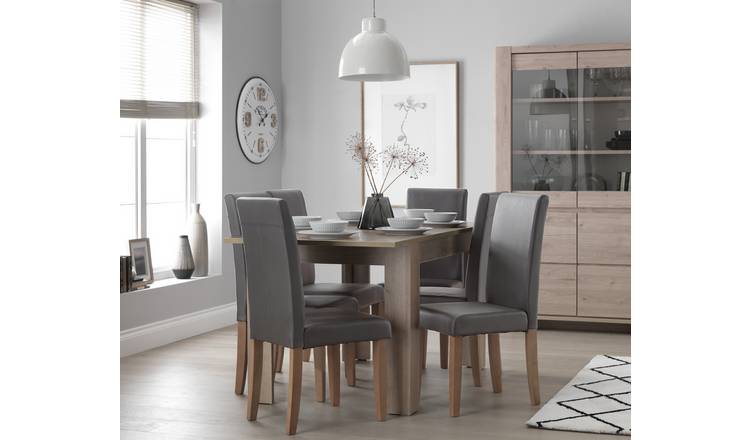 Argos Home Miami Ext Oak Dining Table & 6 Charcoal Chairs