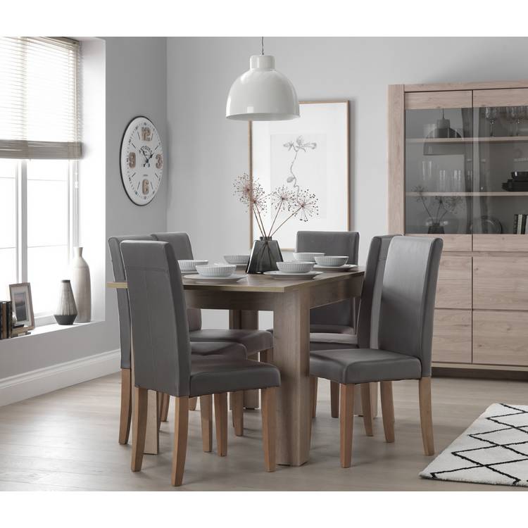 Argos Home Miami Ext Oak Dining Table & 6 Charcoal Chairs 0