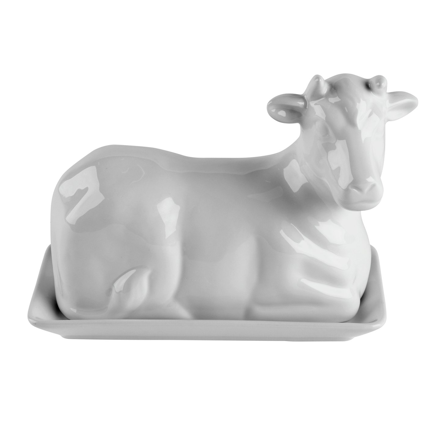 Sainsbury's Home Porcelain Cow Butter Dish - White