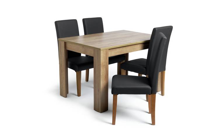 Buy Argos Home Miami Oak Effect Dining Table 4 Black Chairs