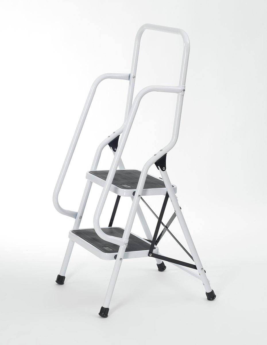 Two Step Foldable Safety Ladder With Top And Side Handrails