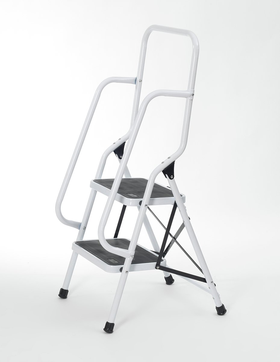 Two Step Foldable Safety Ladder With Top And Side Handrails Reviews